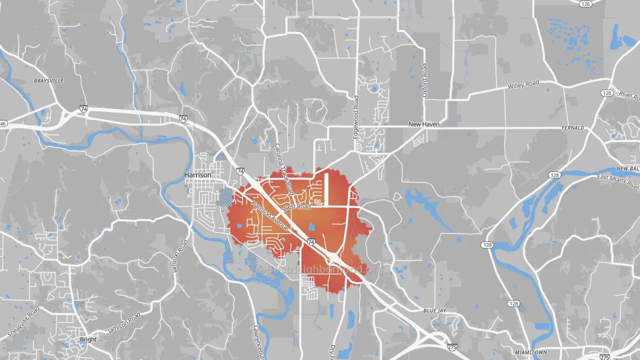 Transit Grade map of Harrison, OH