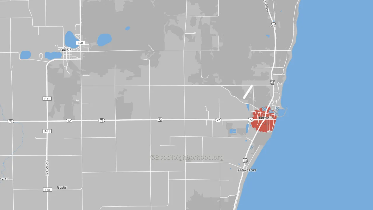 Transit Grade map of Harrisville, MI