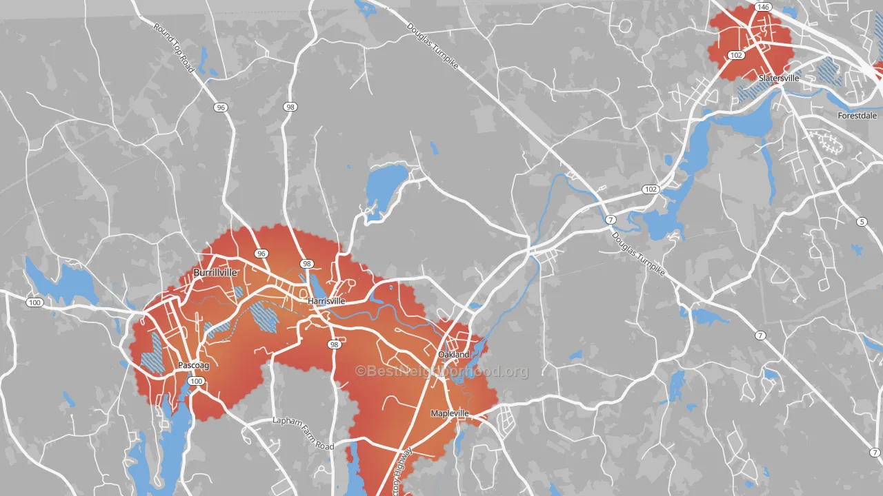 Transit Grade map of Harrisville, RI