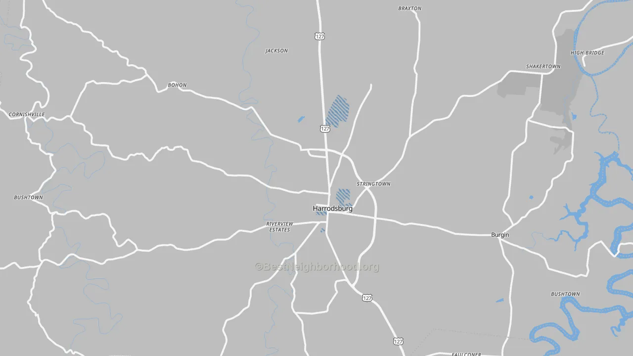 Transit Grade map of Harrodsburg, KY