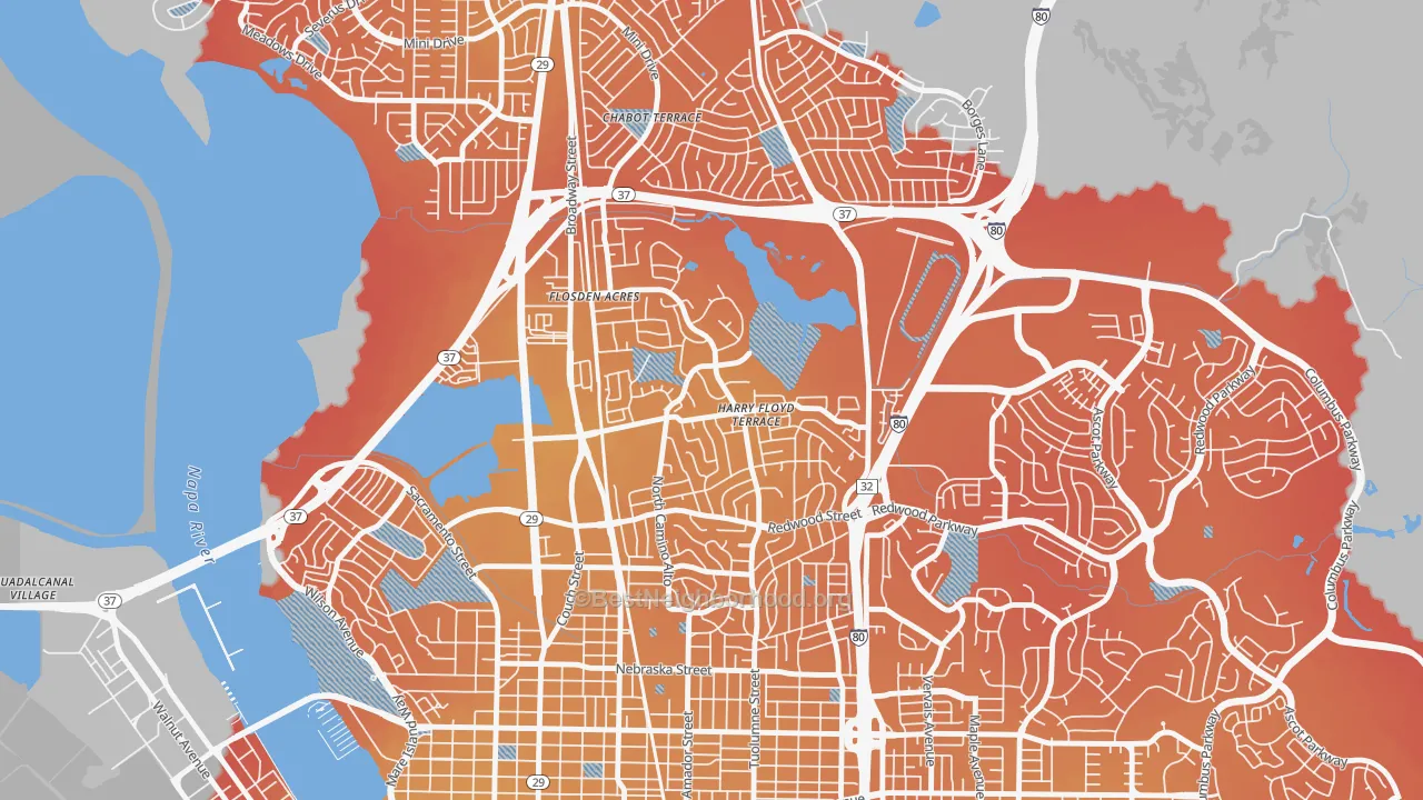 Transit Grade map of Harry Floyd Terrace, Vallejo, CA