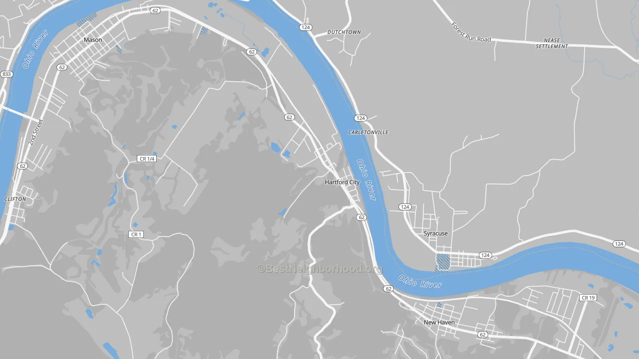 Transit Grade map of Hartford City, WV