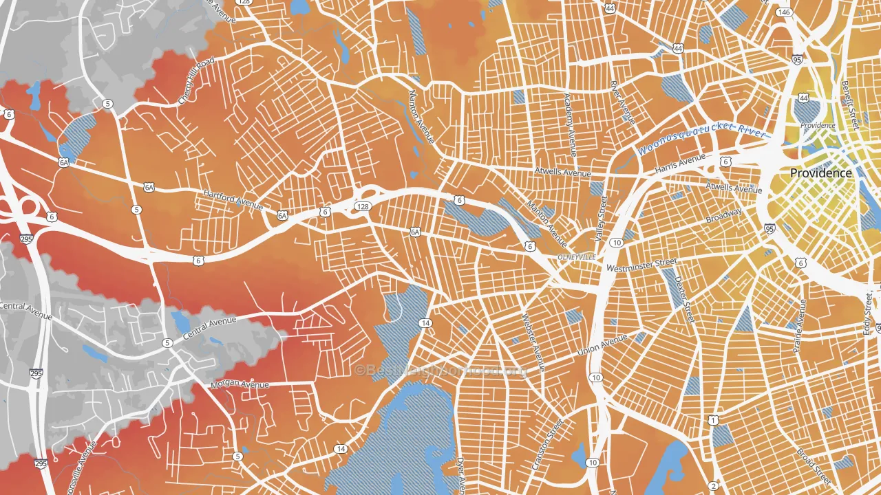 Transit Grade map of Hartford, Providence, RI