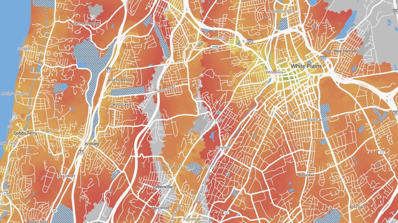 Transit Grade map of Hartsdale, NY