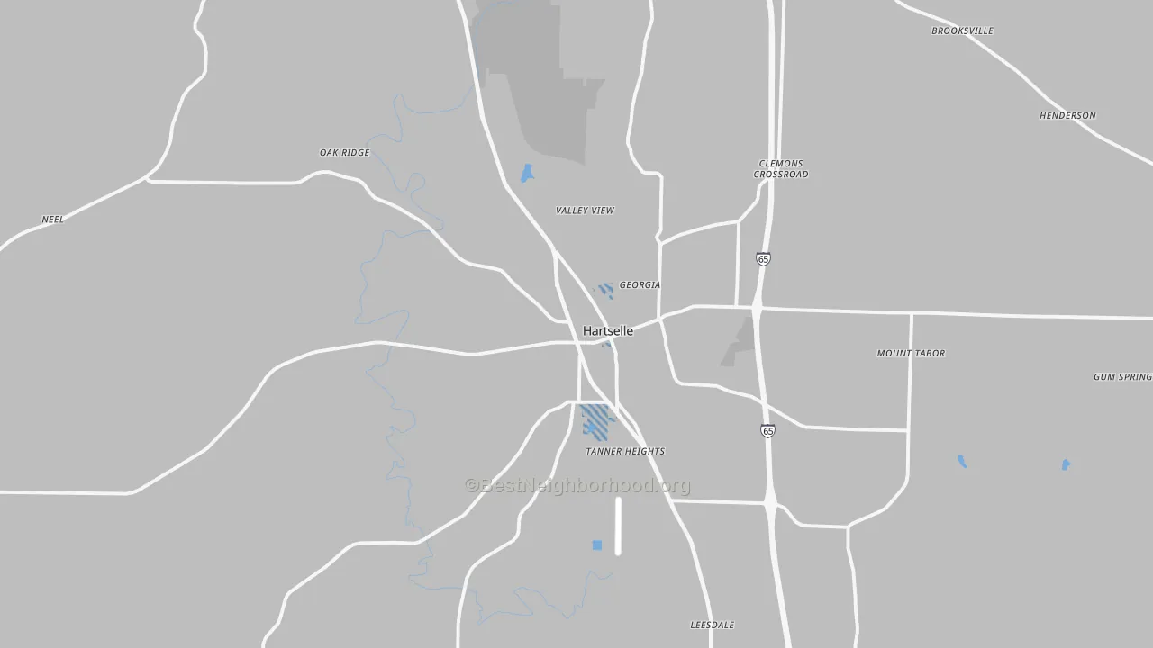 Transit Grade map of Hartselle, AL