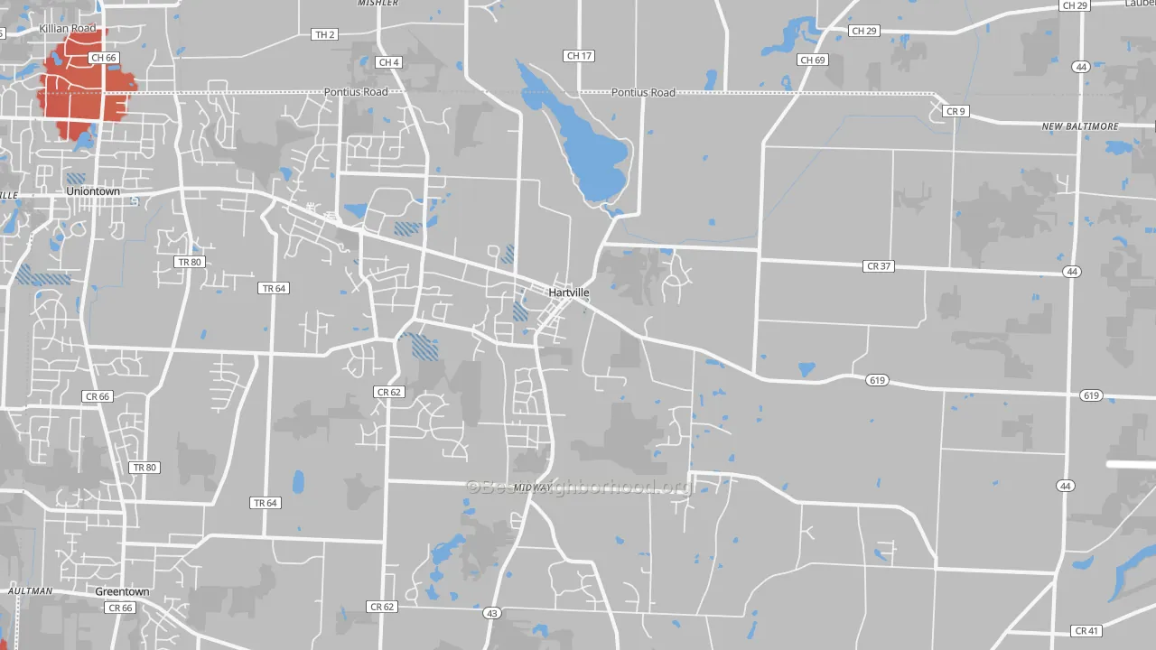 Transit Grade map of Hartville, OH