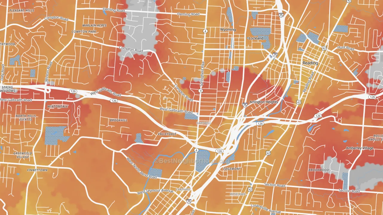 Transit Grade map of Hartwell, Cincinnati, OH