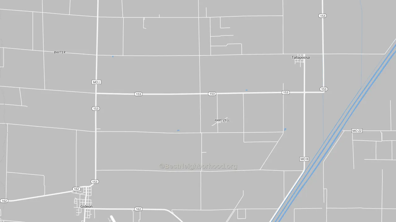 Transit Grade map of Hartzell, MO
