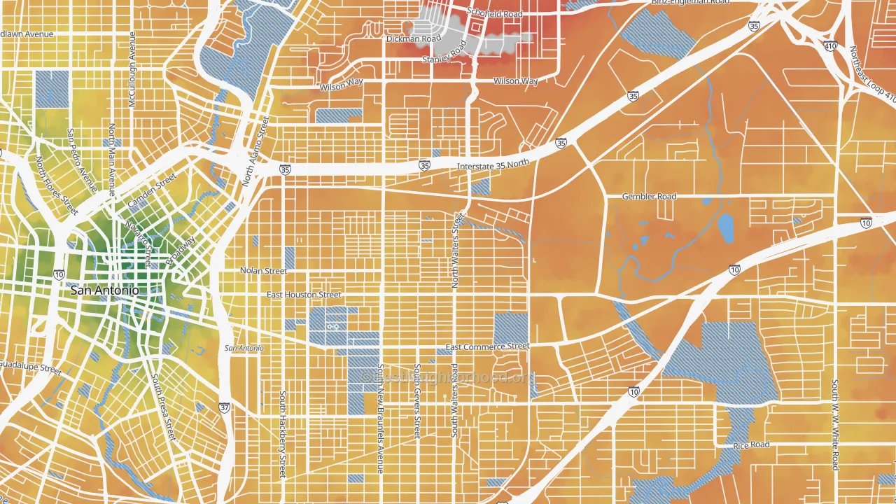 Transit Grade map of Harvard Place-Eastlawn, San Antonio, TX