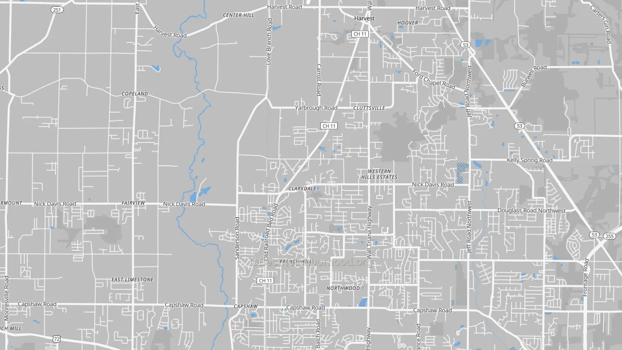 Transit Grade map of Harvest, AL