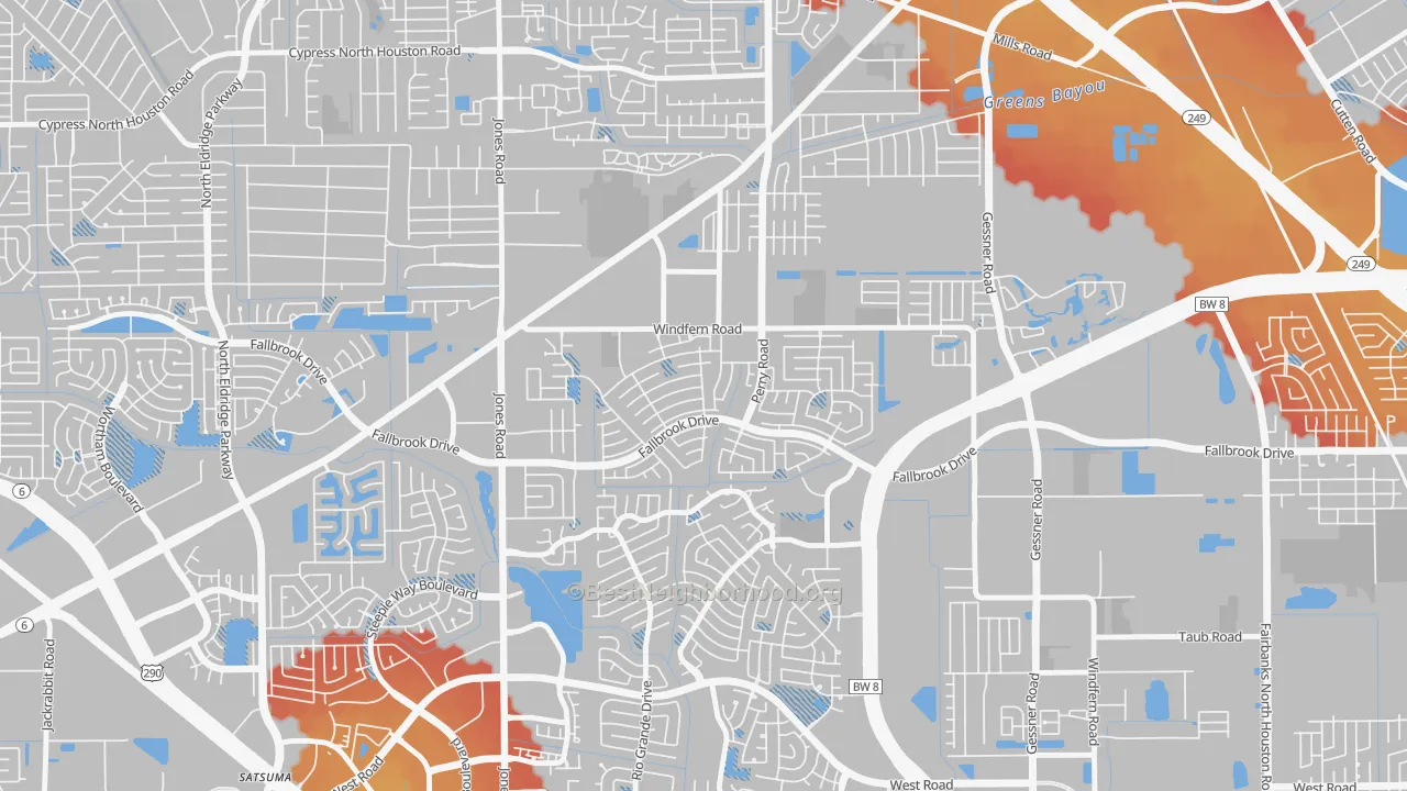 Transit Grade map of Harvest Bend, Houston, TX