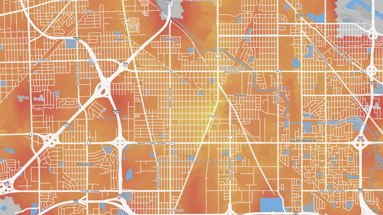 Transit Grade map of Harvey, IL