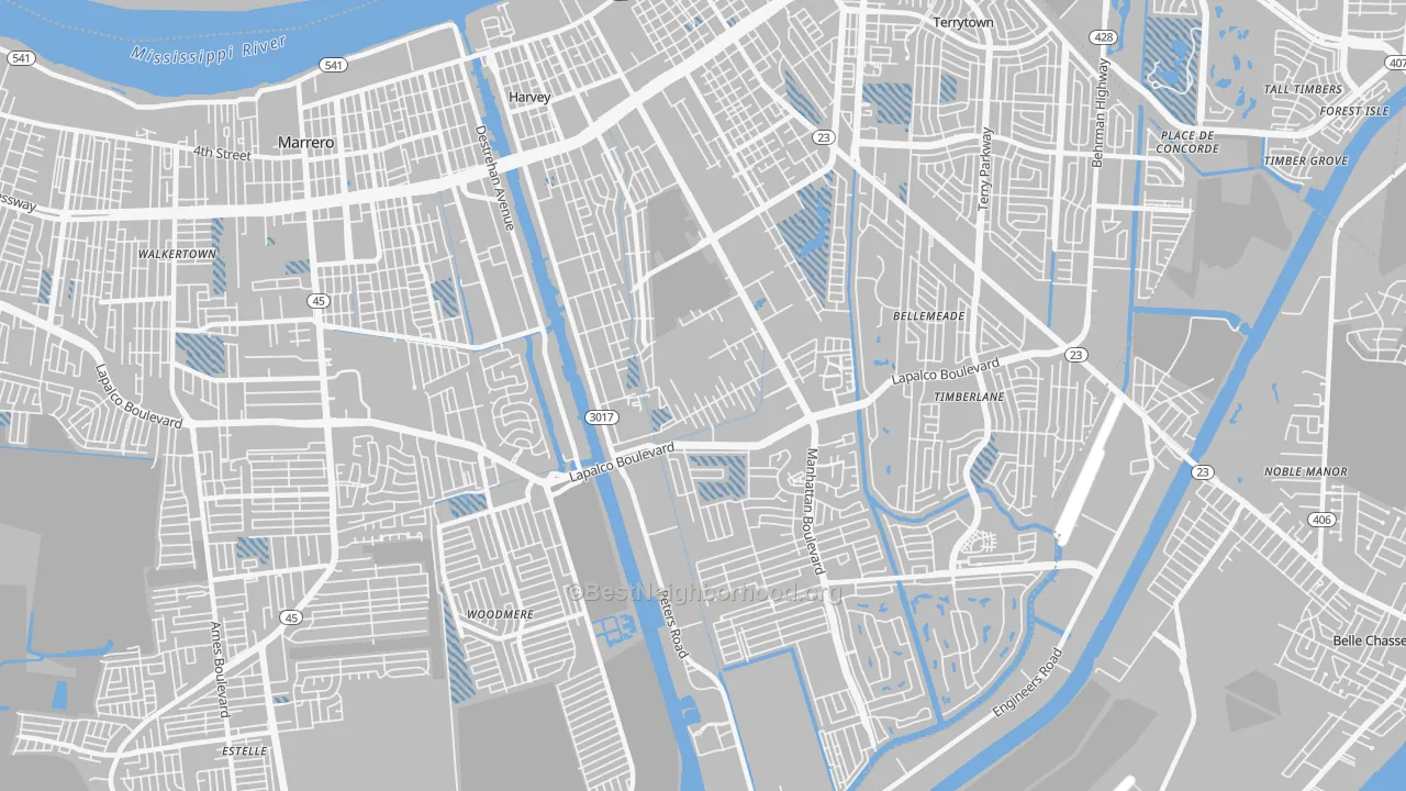 Transit Grade map of Harvey, LA