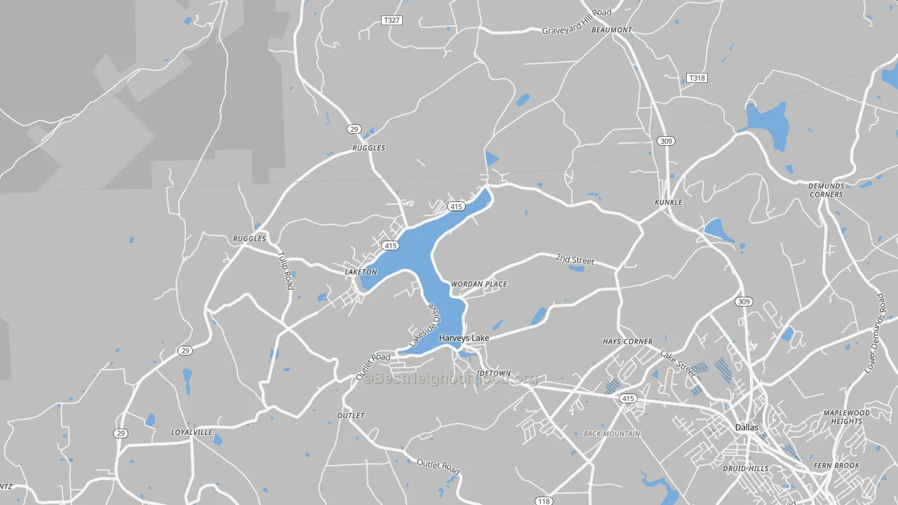 Transit Grade map of Harveys Lake, PA
