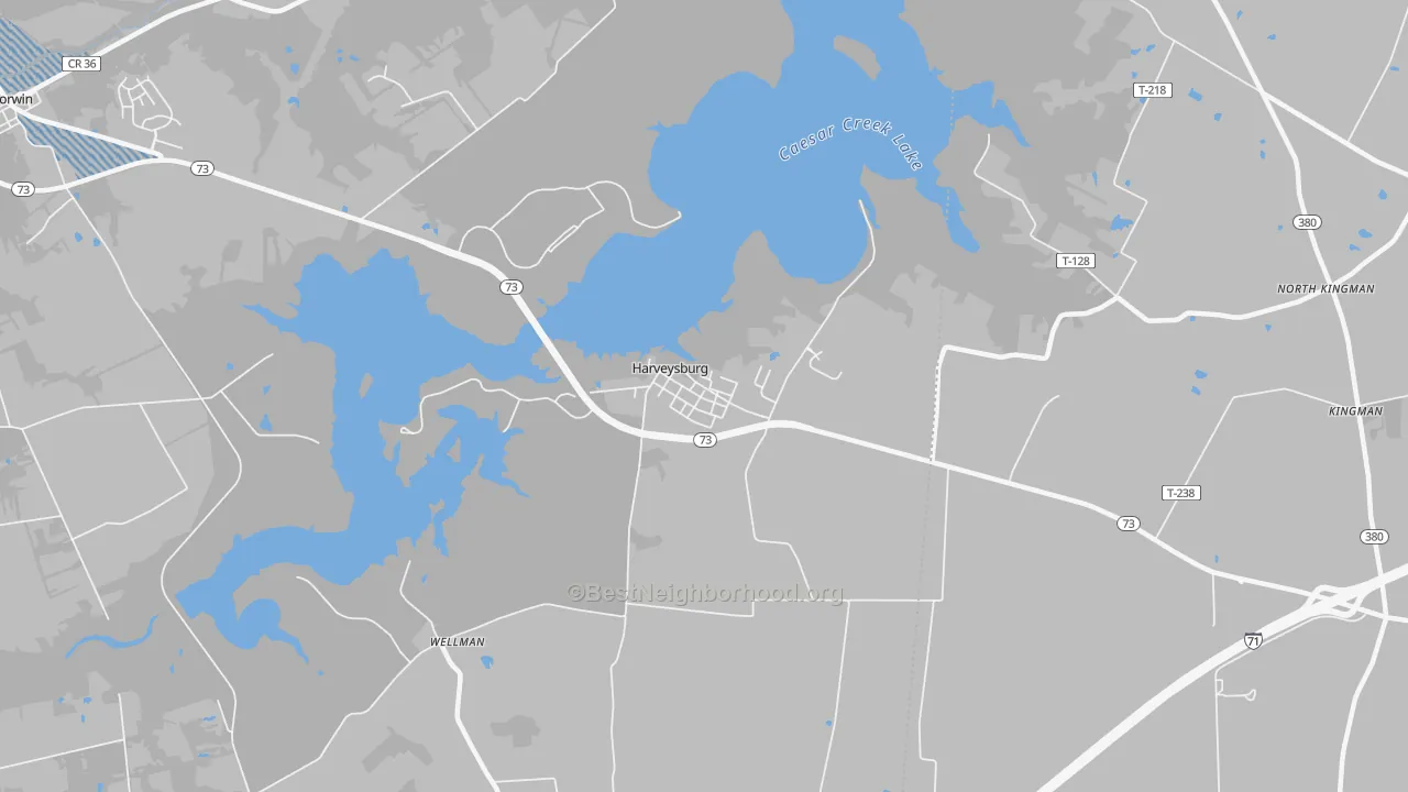 Transit Grade map of Harveysburg, OH