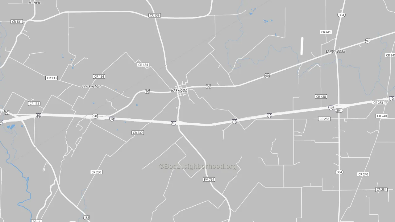 Transit Grade map of Harwood, TX