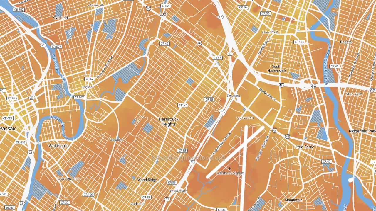 Transit Grade map of Hasbrouck Heights, NJ