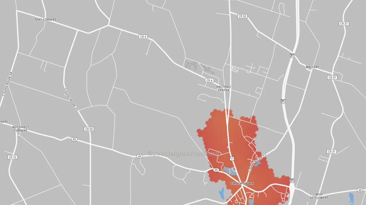 Transit Grade map of Hastings Center, NY