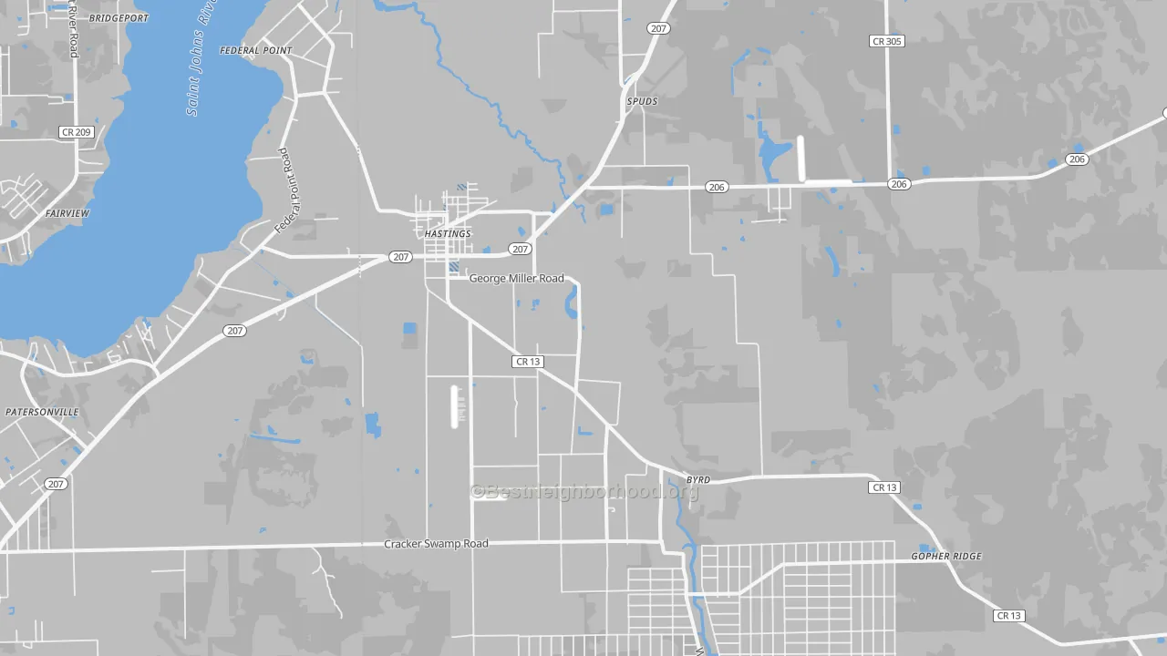 Transit Grade map of Hastings, FL
