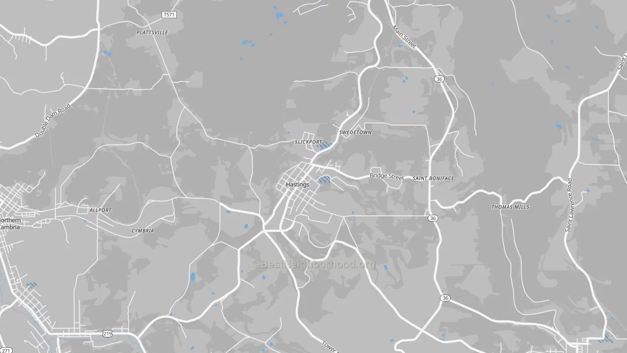 Transit Grade map of Hastings, PA