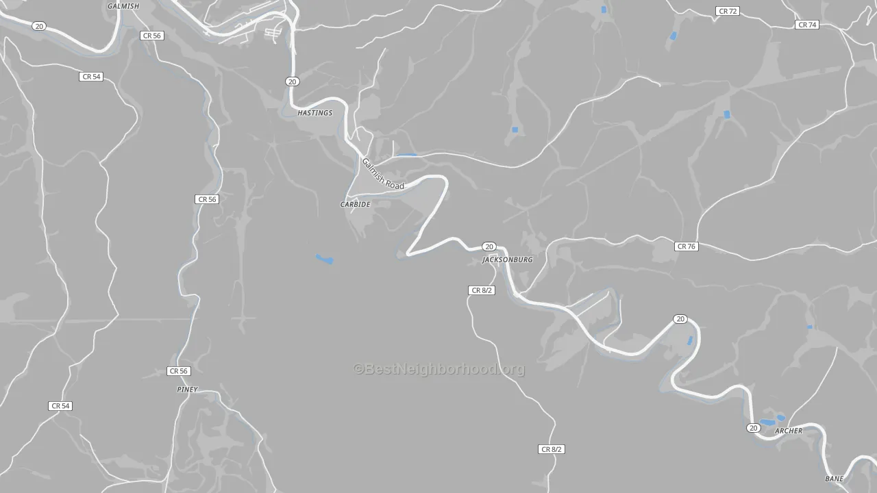 Transit Grade map of Hastings, WV