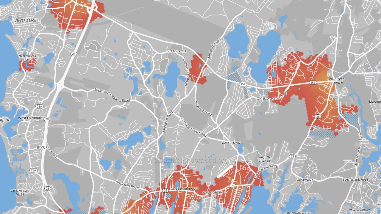Transit Grade map of Hatchville, East Falmouth, MA