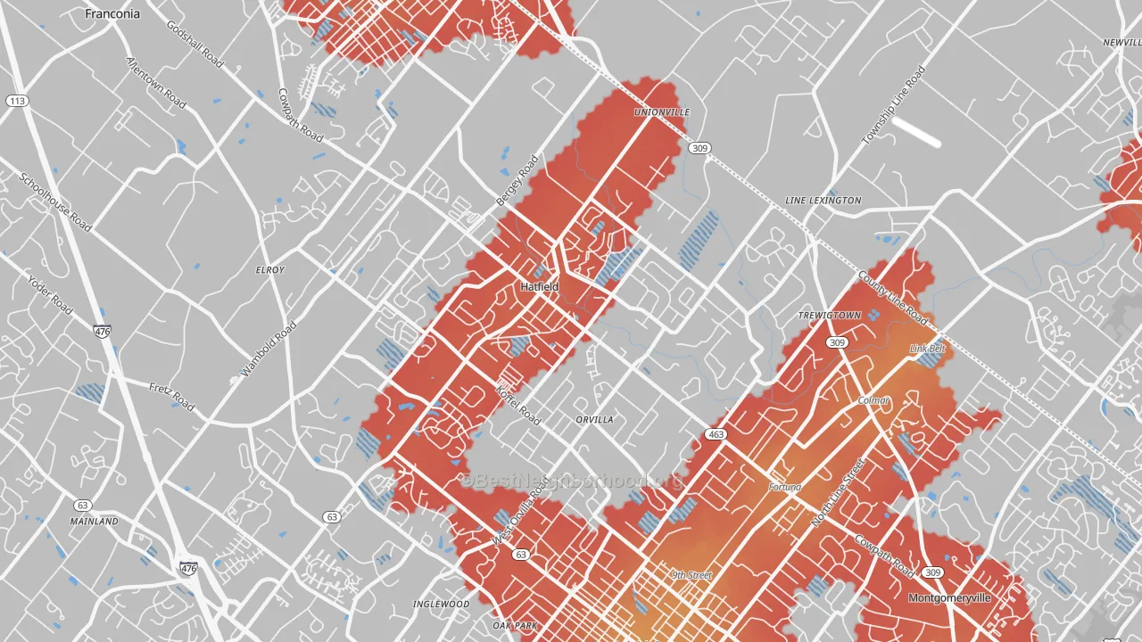 Transit Grade map of Hatfield, PA