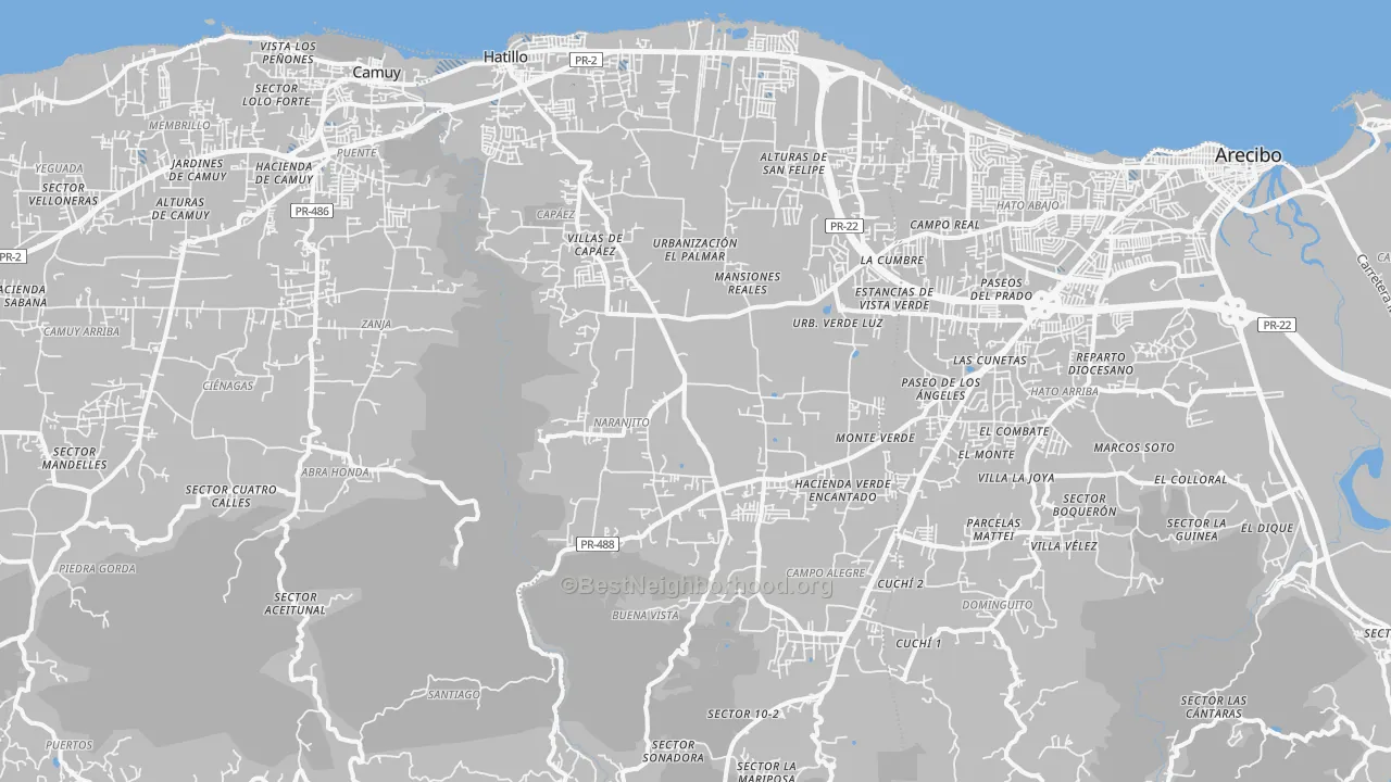 Transit Grade map of Hatillo Municipio, PR