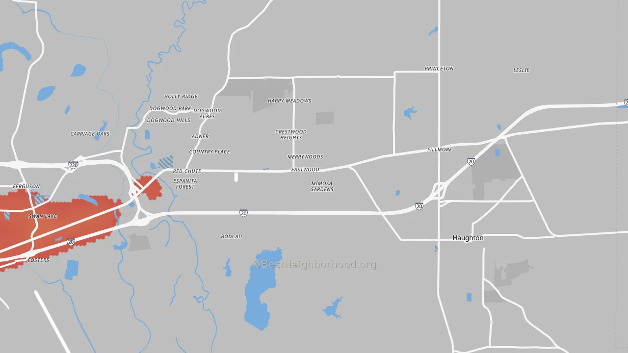 Transit Grade map of Haughton, LA