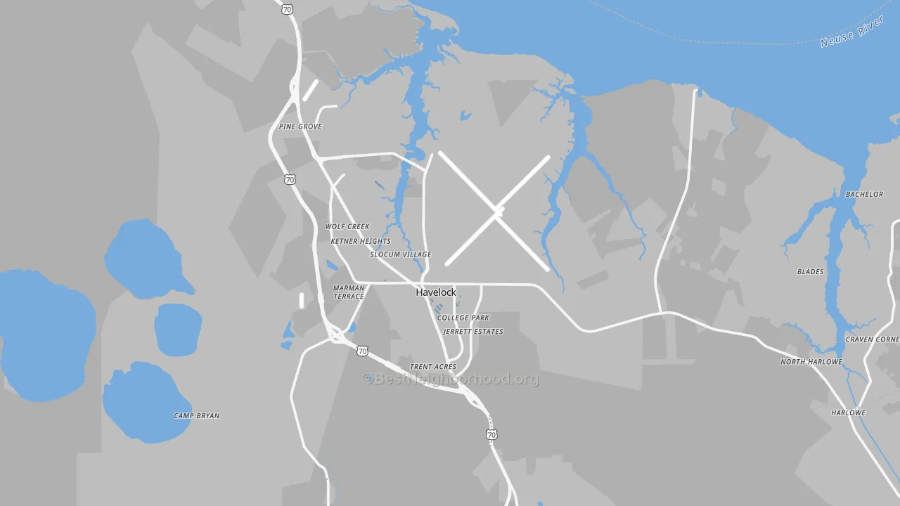 Transit Grade map of Havelock, NC