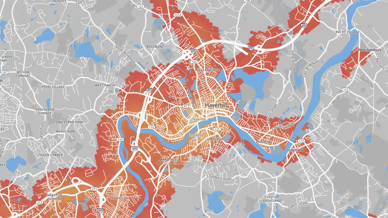 Transit Grade map of Haverhill, MA
