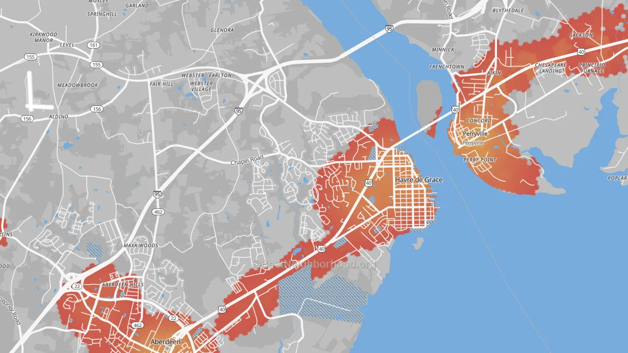 Transit Grade map of Havre de Grace, MD