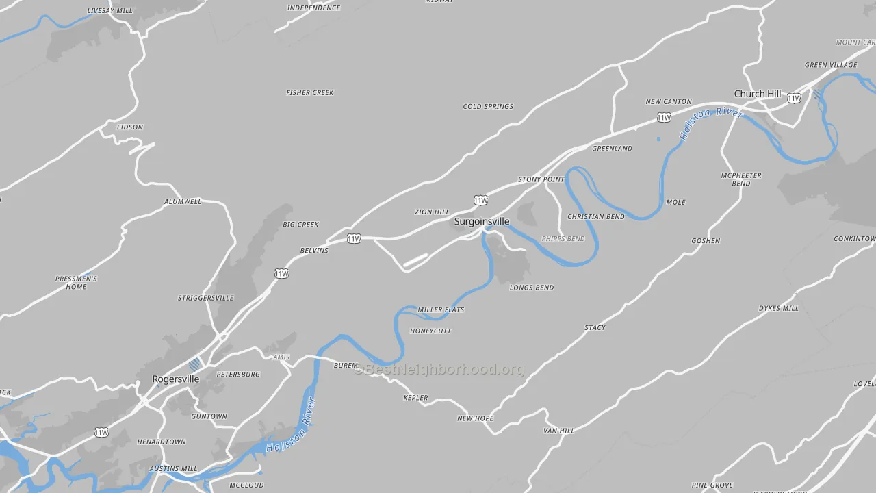 Transit Grade map of Hawkins County, TN