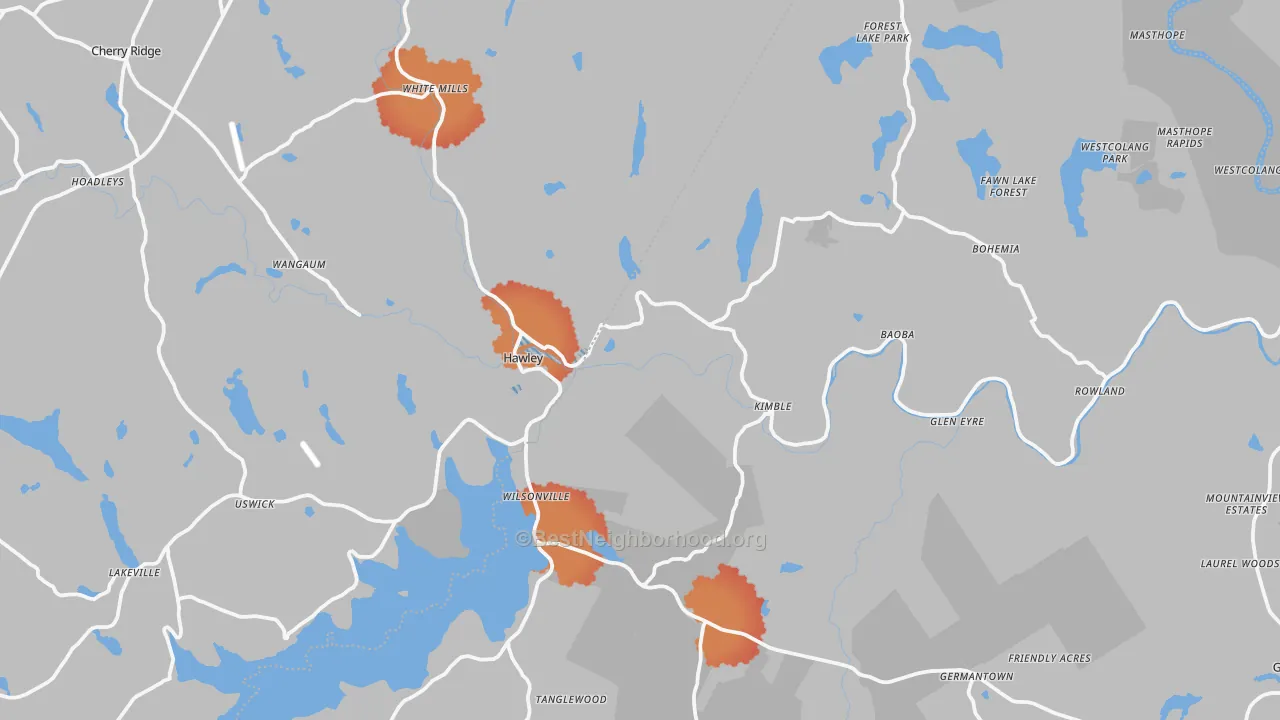 Transit Grade map of Hawley, PA
