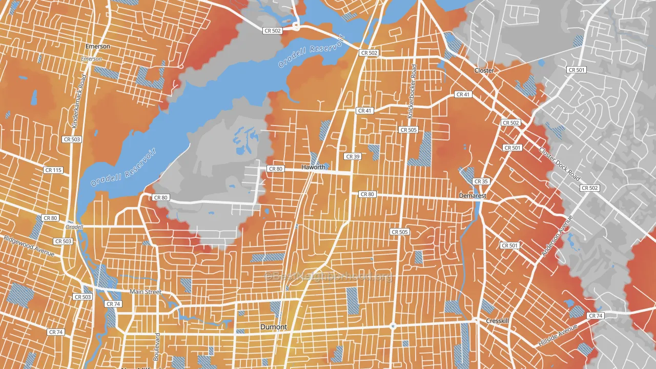 Transit Grade map of Haworth, NJ