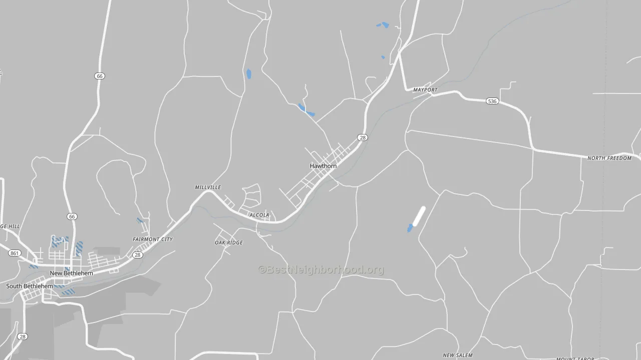 Transit Grade map of Hawthorn, PA
