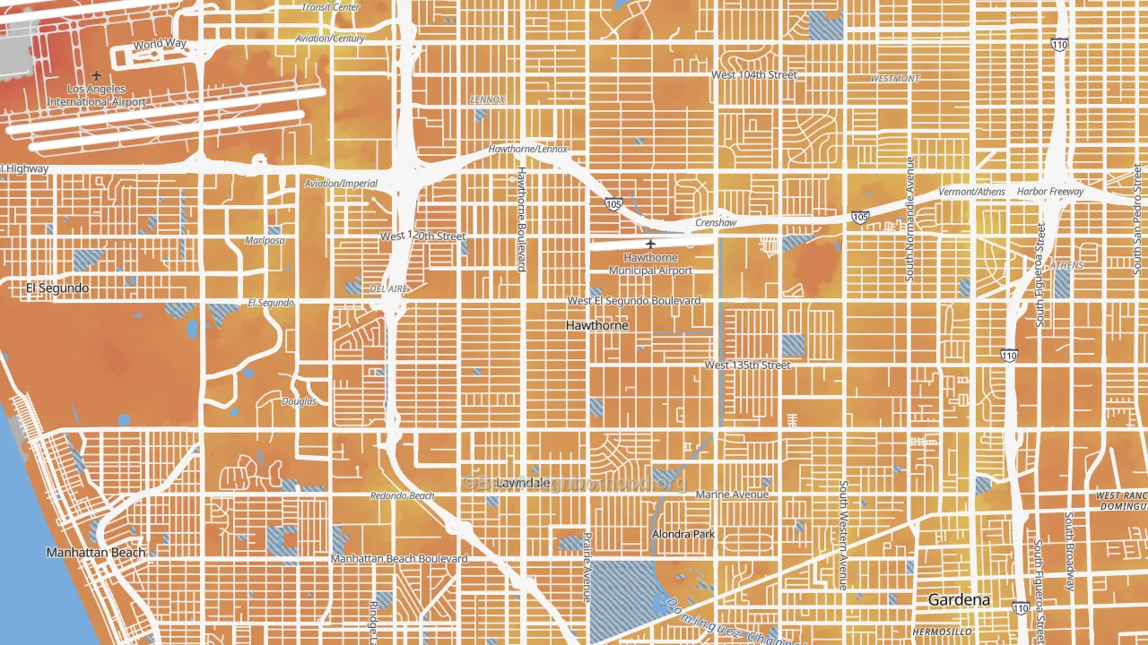 Transit Grade map of Hawthorne, CA