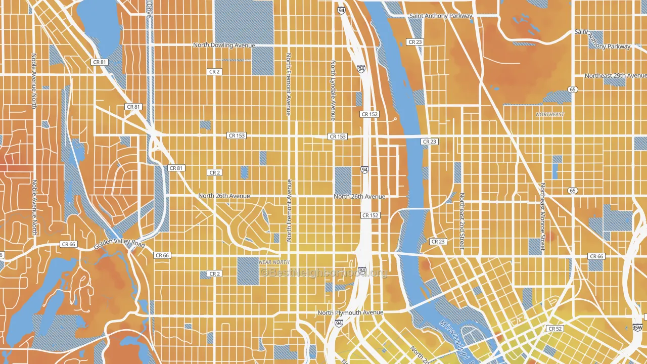 Transit Grade map of Hawthorne, Minneapolis, MN