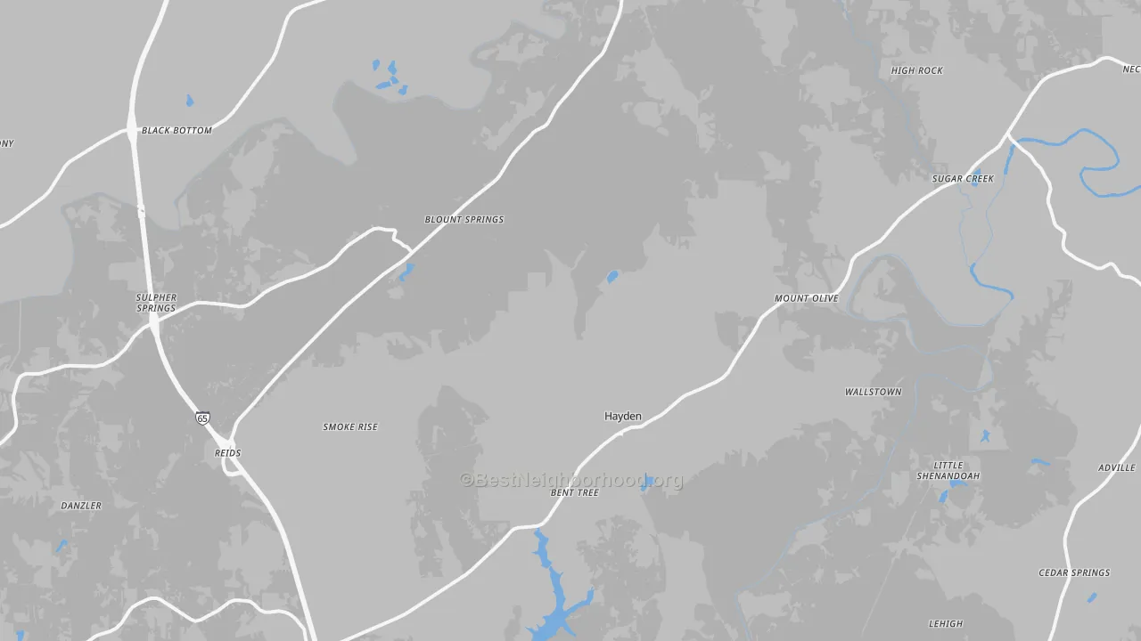 Transit Grade map of Hayden, AL