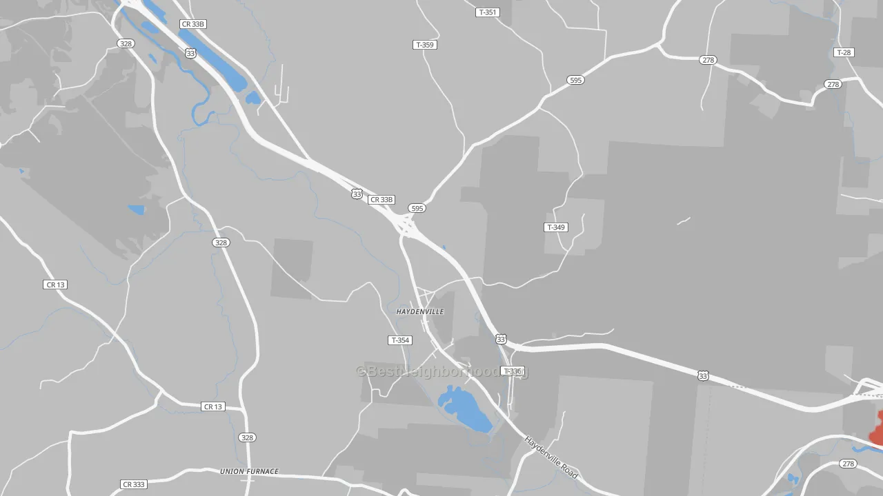 Transit Grade map of Haydenville, OH