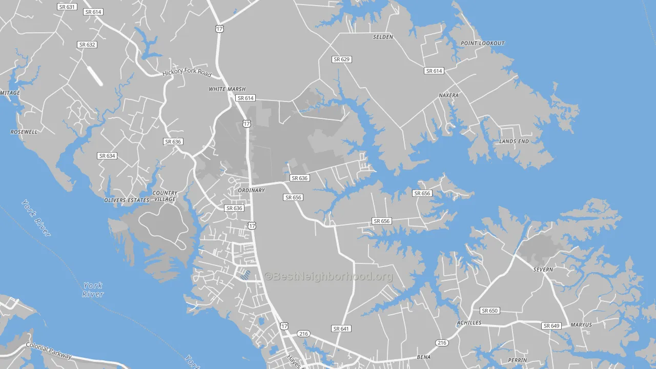Transit Grade map of Hayes, VA