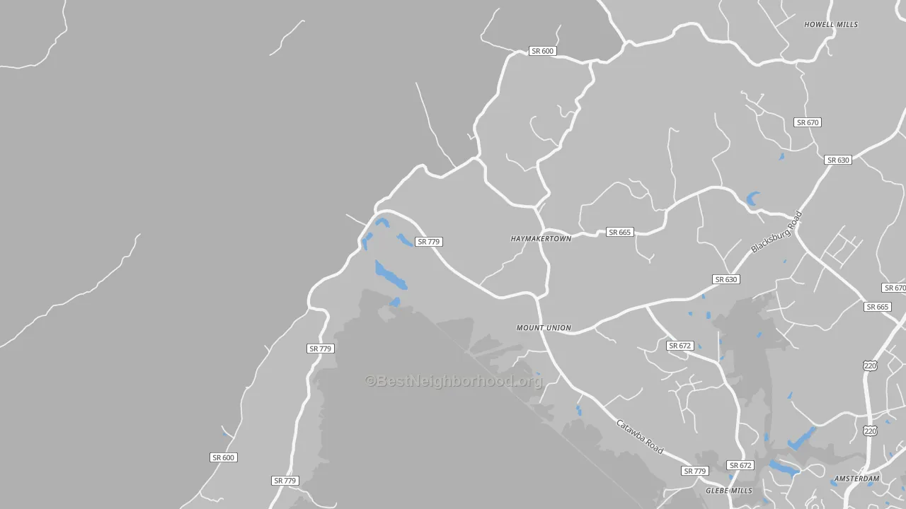 Transit Grade map of Haymakertown, VA