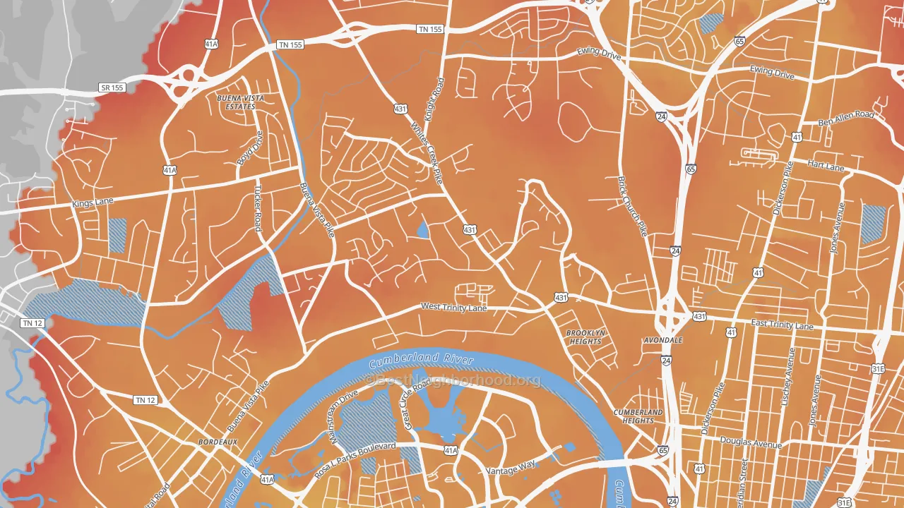 Transit Grade map of Haynes Area, Nashville, TN