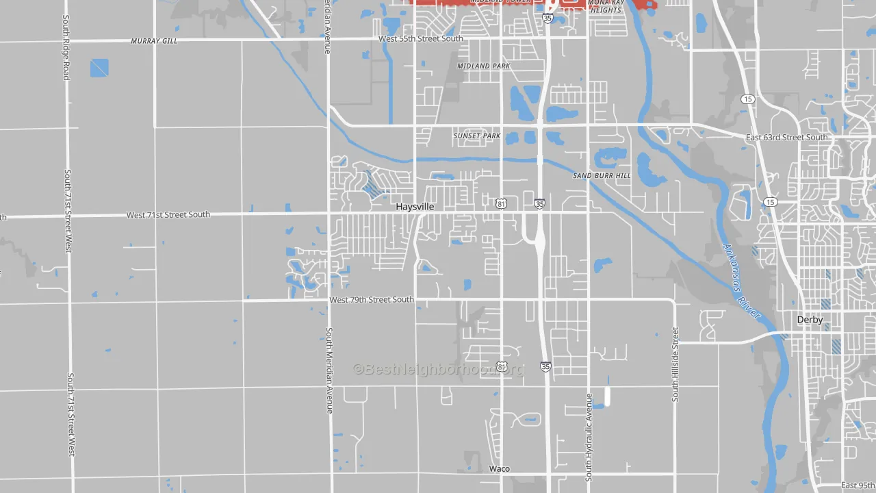 Transit Grade map of Haysville, KS