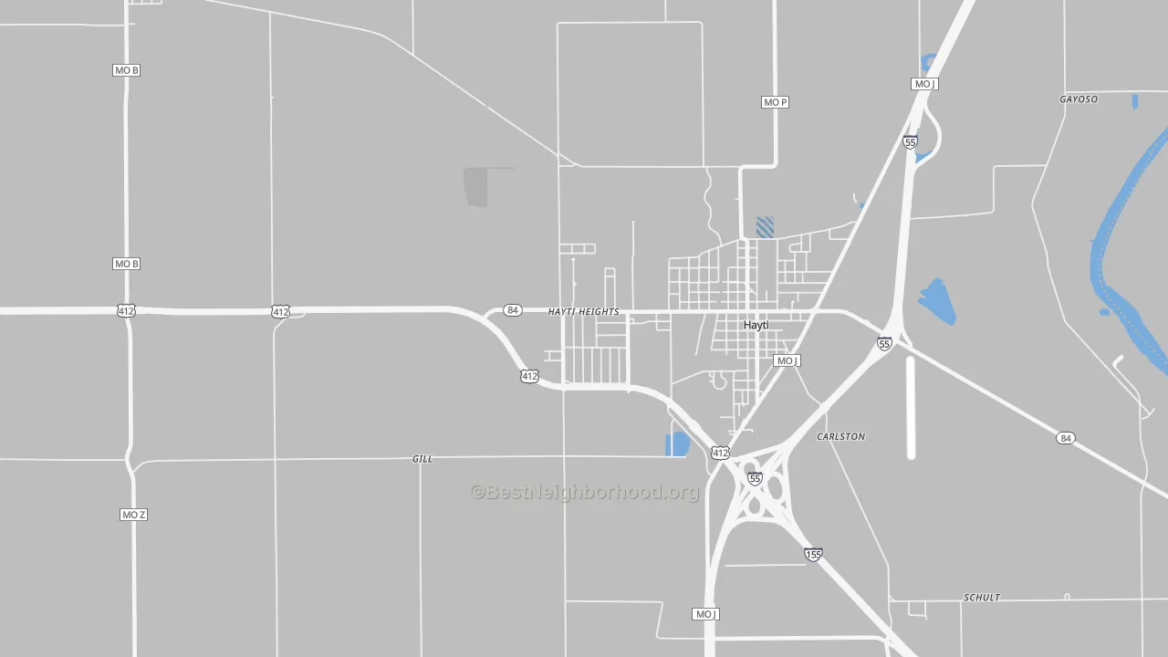 Transit Grade map of Hayti Heights, MO