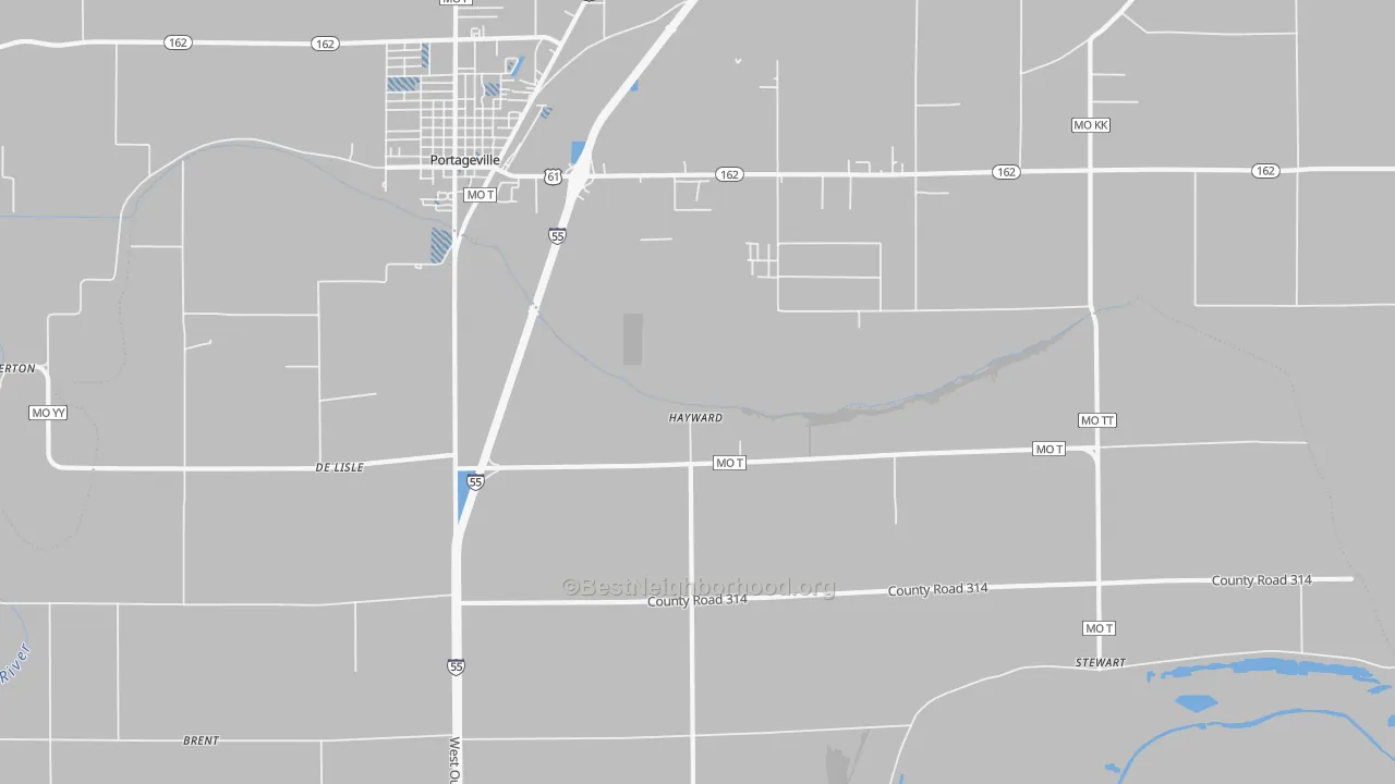 Transit Grade map of Hayward, MO