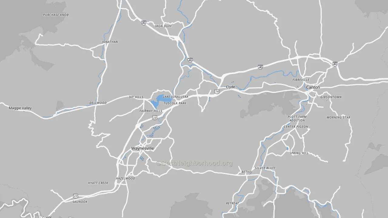 Transit Grade map of Haywood County, NC