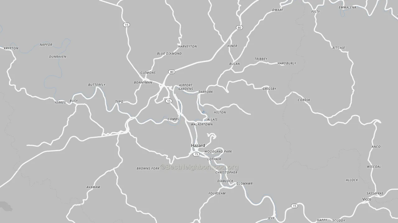Transit Grade map of Hazard, KY
