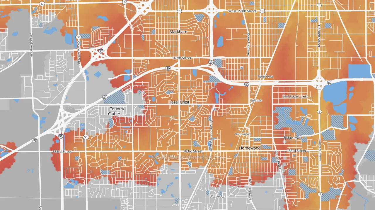 Transit Grade map of Hazel Crest, IL
