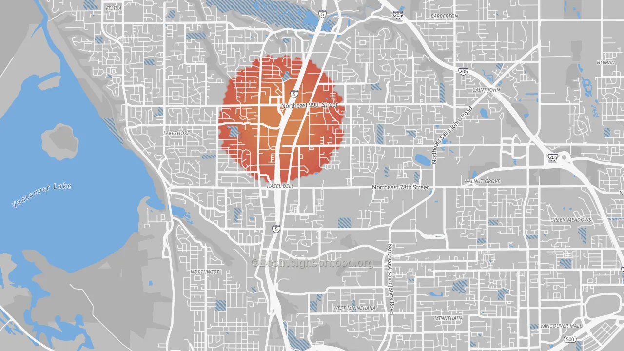Transit Grade map of Hazel Dell, WA